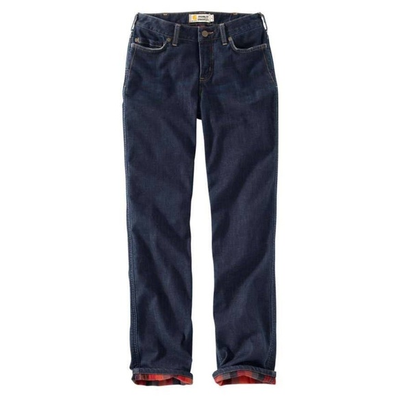 Carhartt Women's Original Fit Flannel Lined Jeans Size 8 Hemmed - Picture 1 of 15